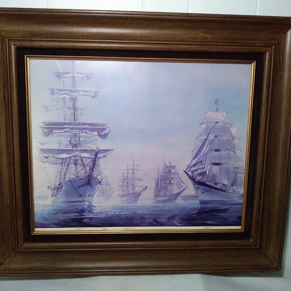 Gathering Of Ships Newport Harbor 1976 Lithograph Print Kipp Soldwedel 16" X 20"